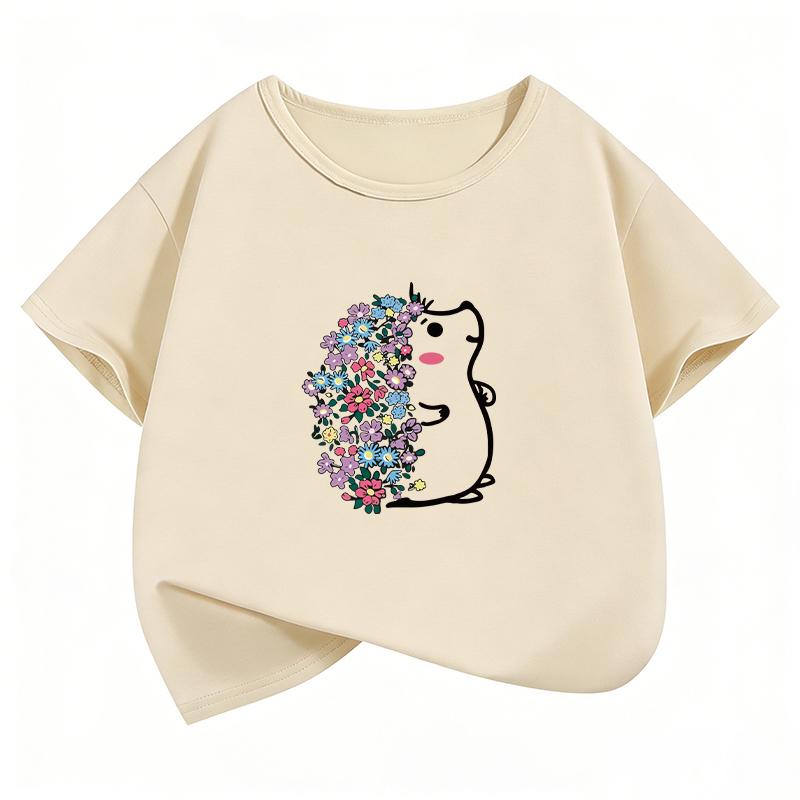 Harajuku Cute Hedgehog Tshirt Kids Anime Cartoon Tops Fashion Hedgehog Flower Clothing Short Sleeve Cartoon Boy Girl Tshirt Top
