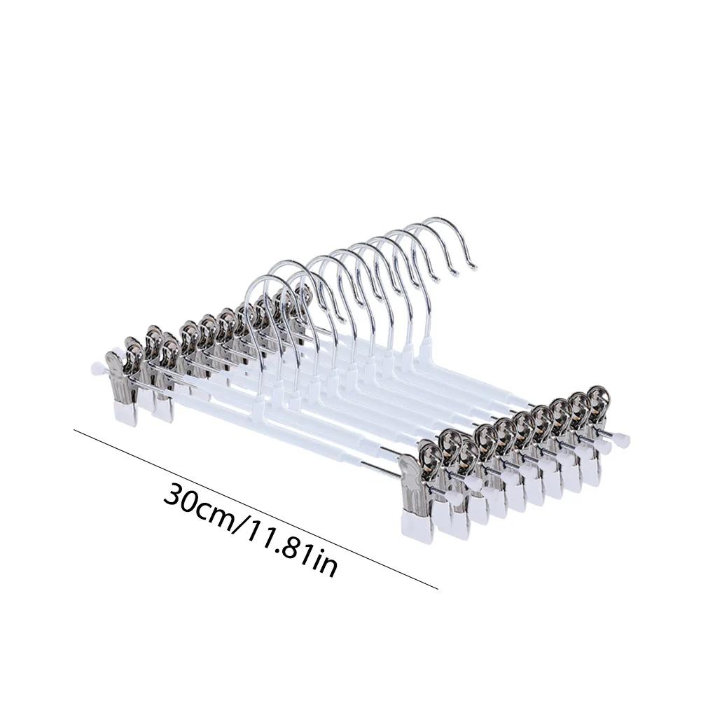 10pcs Stainless Steel Clothespin Pants Clamp Non-slip Trouser Hanger Practical Multi-function Durable Exquisite with Swivel Hook