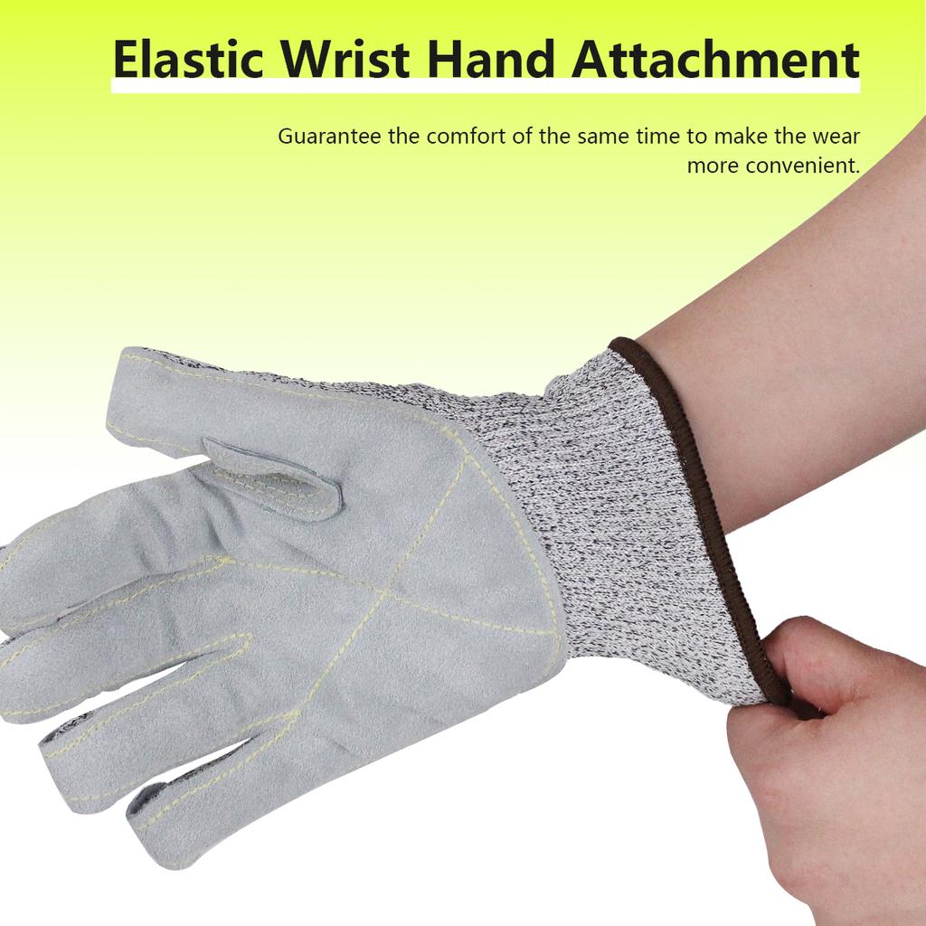 Factory Industrial Anti-Cut Level 5 Thorn Proof Leather Palm Anti-Abrasion Cut Resistant Gloves for Metal Handling