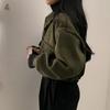 Autumn and Winter Fashion Stand-up Collar Women Short Coats Loose Casual Long Sleeve Office Shirt Ladies Elegant Simple Pockets Jackets Clothing