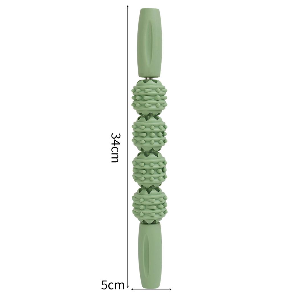 4 Ball Roller Muscles Massage Stick Relaxation Yoga Fitness Wolf Tooth Fascia for Calves Thighs Arm Full Body Massage Yoga Stick