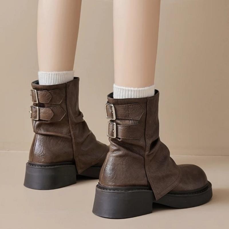 2025 Platform Women Mid Calf Boots Fashionable Versatile Anti Slip Short Shoes Autumn Winter Casual Comfortable Women Boots