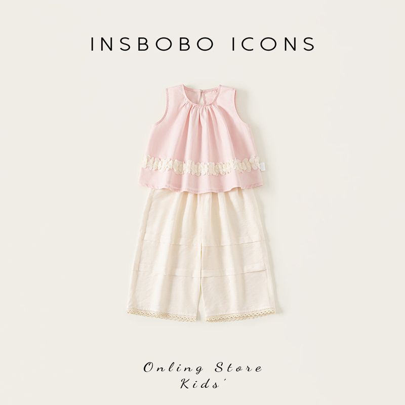 Insbobo Girls  Summer Outfit Children s Clothing Girls  Vest Two-Piece Set 2026 Early Summer Stylish and Lightweight Wear Pink 100