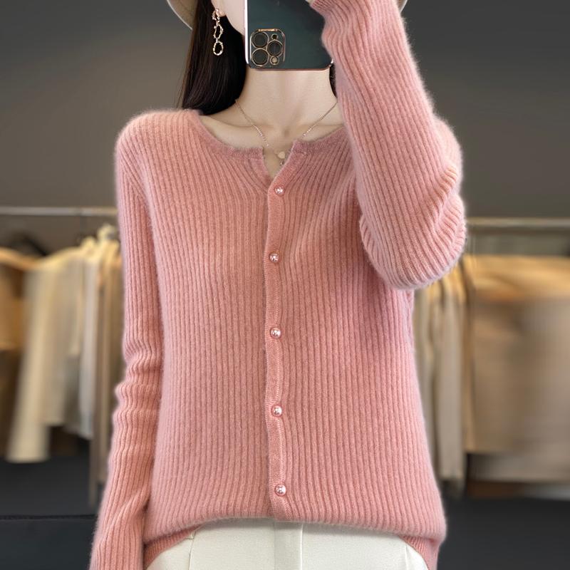 QingHe Kaschmir Damen 30% Kaschmir Cardigan - Weicher & Warmer Wollmischungs Pullover