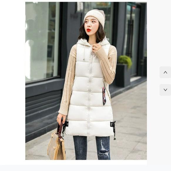 

Хлопковый жилет женский средней длины осенне-зимний модный с капюшоном приталенный большого размера хлопковый жилет S грязно-белый