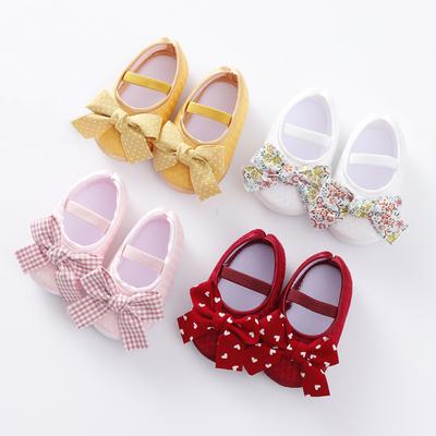 Baby Girls Flat Shoes Non-Slip Soft Sole Cute Bowknot Infant Shoes Newborn Princess Shoes Toddler First Walkers 0-18M
