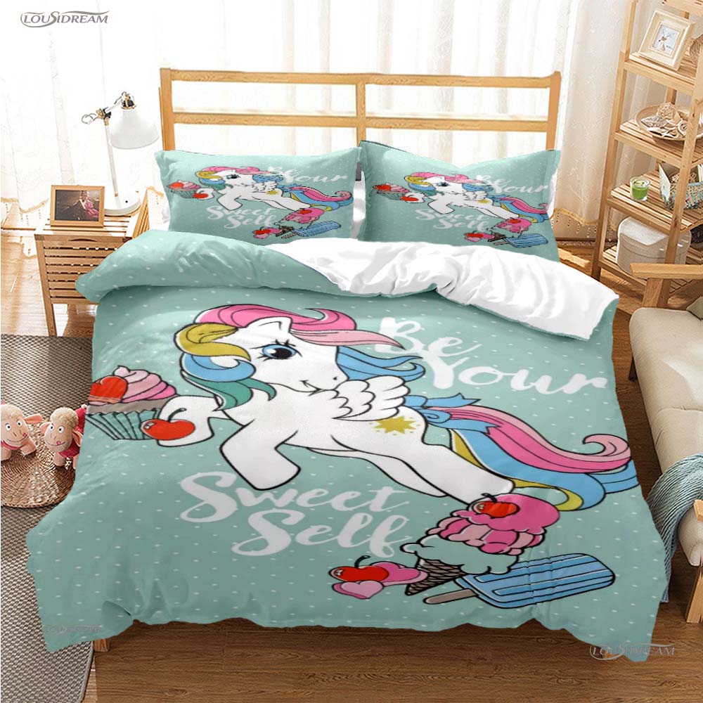 

My Little Pony Мультфильм Всесезонное Постельное Белье Пододеяльник Одеяло Комплекты Постельного Белья Мягкое Покрытие для Одеяла и Наволочки Односпальное/Двуспальное/Евро/King 135x200cm
