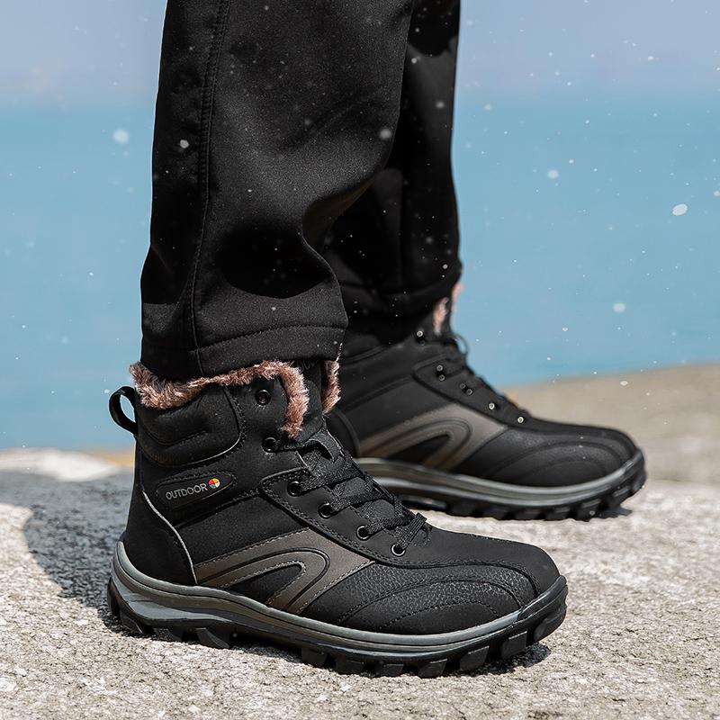 

New Men s Winter Boots Thick Plush Warm Men Snow Boots Outdoor Waterproof Boots Winter Non-Slip Men Work Shoes Plus Size 40-48 40