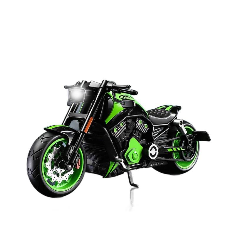 Simulation 1/10 Alloy Har Vintage Motorcycle Model with Sound and Light Diecast Toy Motorbike Collection Miniature Voiture