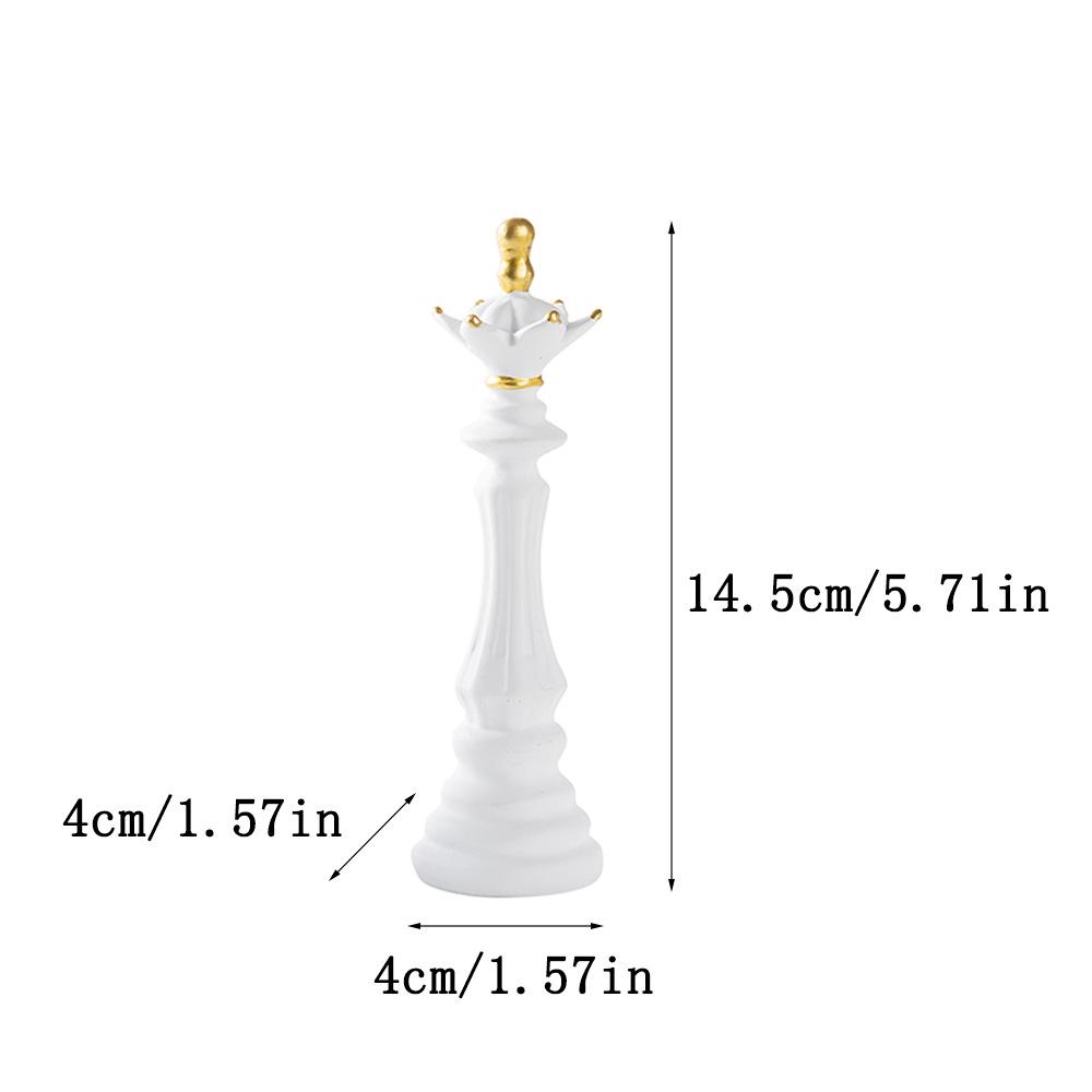 Small International Chess Resin Ornament - Desktop Decor with King, Queen & Horse Pieces