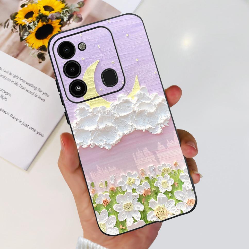 For Tecno Spark GO 2022 Case KG5 Soft Silicone Cute Cat Phone Cover For Tecno SparkGO 2022 6.52" Luxury Love Flower Cases Funda