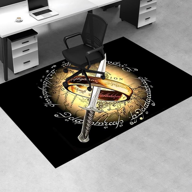 Ring of Power,Sword of Destiny Polyester Office Carpet Chair Mats, Home Decor Dormitory Floor Protector with Anti-Skid Backing, Large Area C