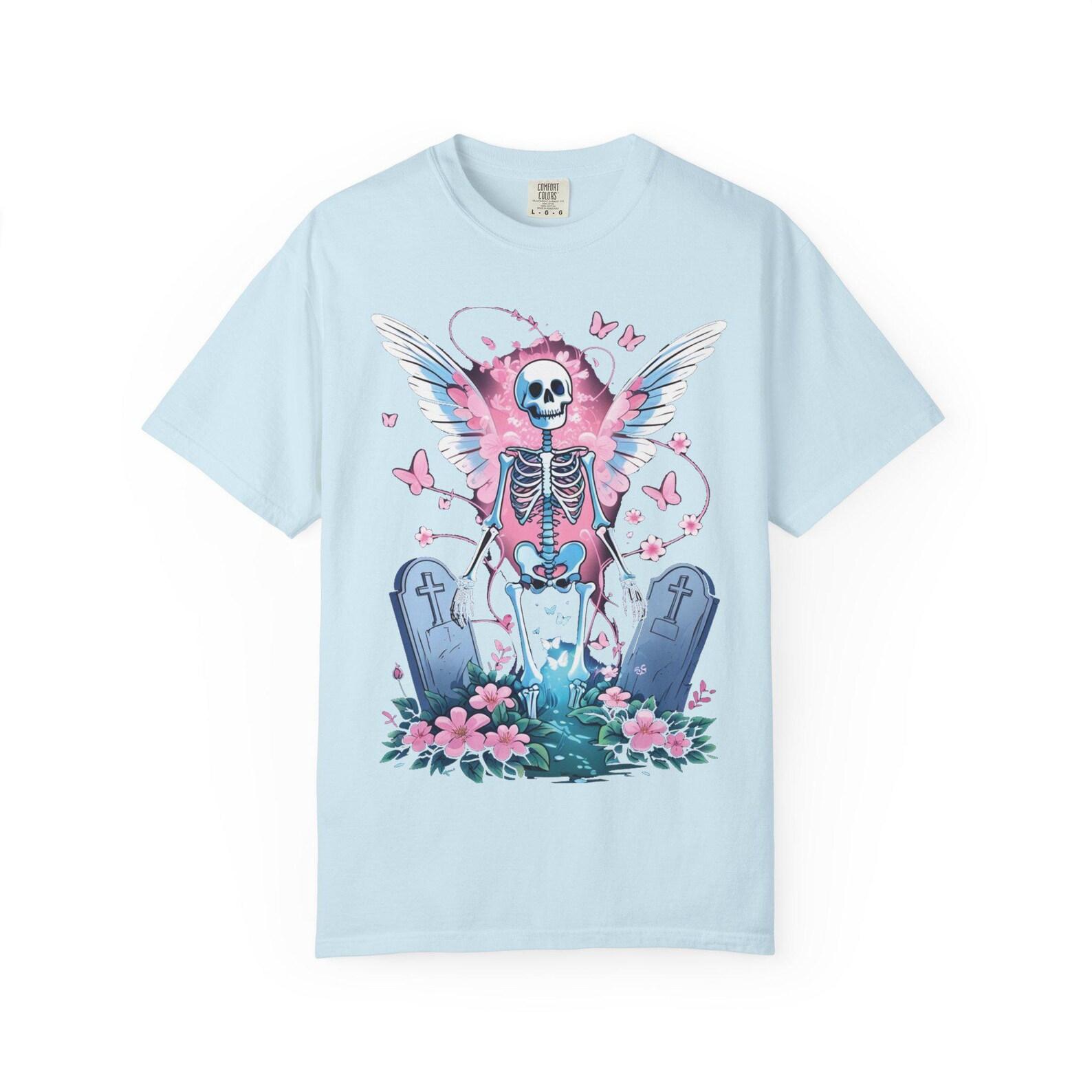 Life After Death Skeleton T-Shirt, Whimsical Skeleton Tee, Casual Tee, Gothic Apparel, Perfect for Halloween, Unisex Fashion 4XL
