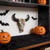 Miniature Cow Skull Resin Statue Elegant Animal Head Ornament Perfect for Shelf and Desktop Display