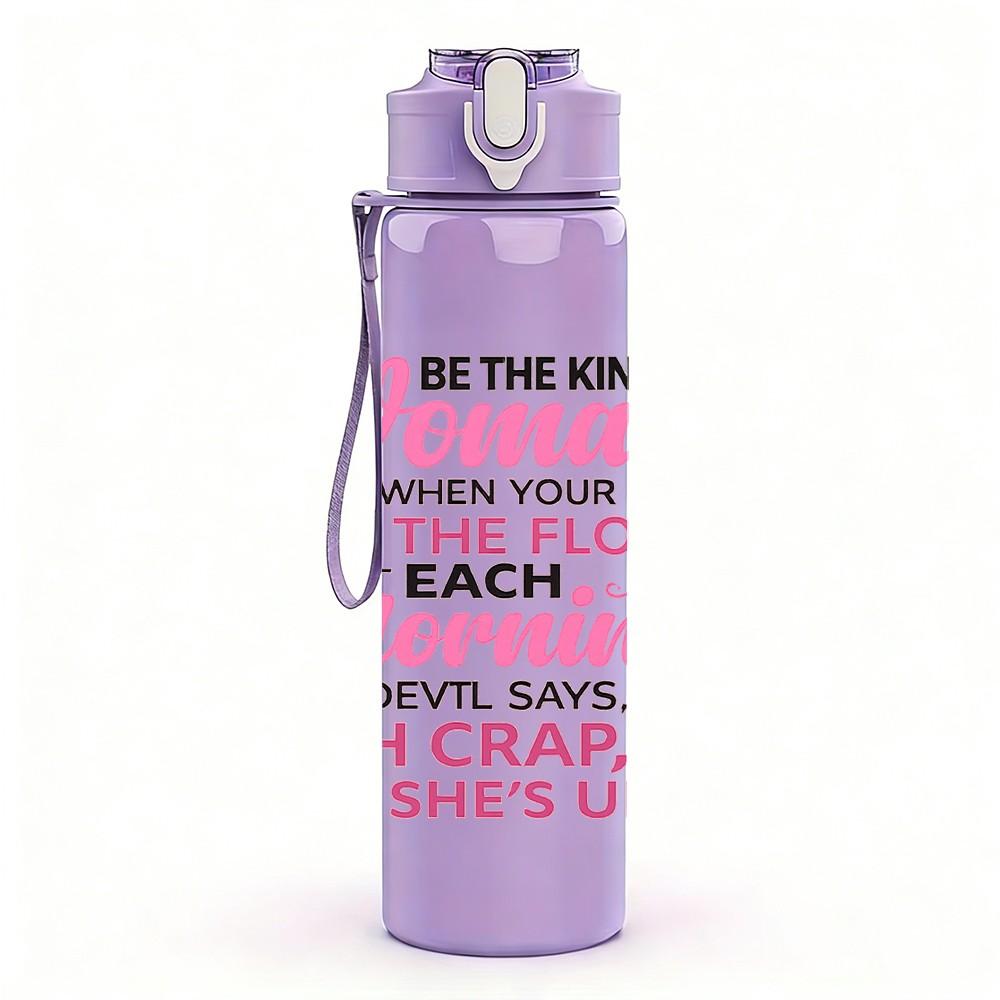 1PC The Truth Of The Gospel Pink Slogan Print 750ml Color Plastic Sports Water Bottle Leakproof Flip Straw Lid Suitable for Sports Office Home Use