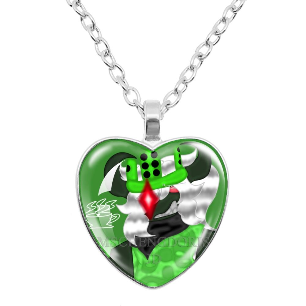 Game FORSAKEN 1x1x1x1 Cartoon Characters Funny MeMe Glass Heart Shape Pendant Necklace Jewelry Charm Collect Giftlry