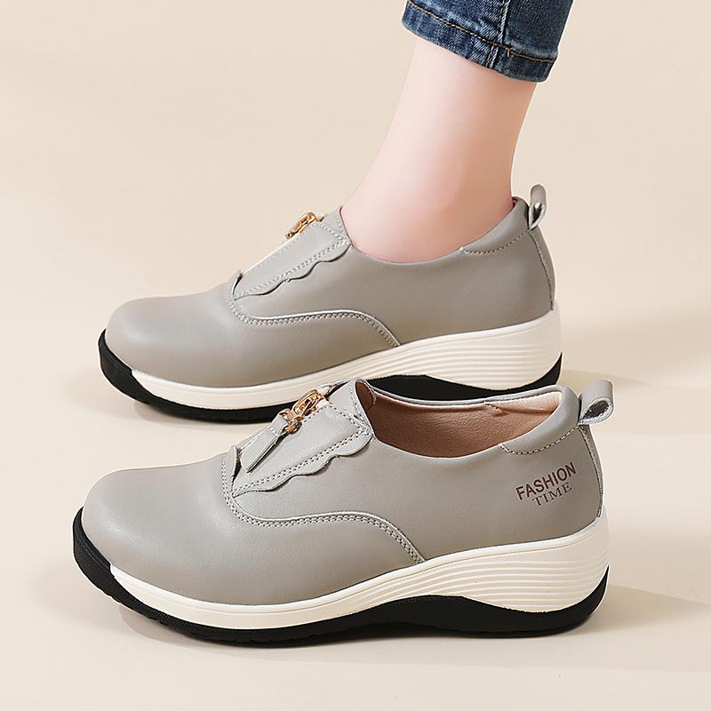 Damen Plateau Loafers Mokassins Casual Slipper Dicke Sohle Elevator Shake Schuhe für Mutter Übergröße