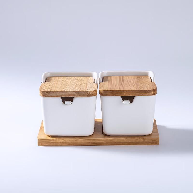 LISM Square Spice Jar Set with Bamboo Lids