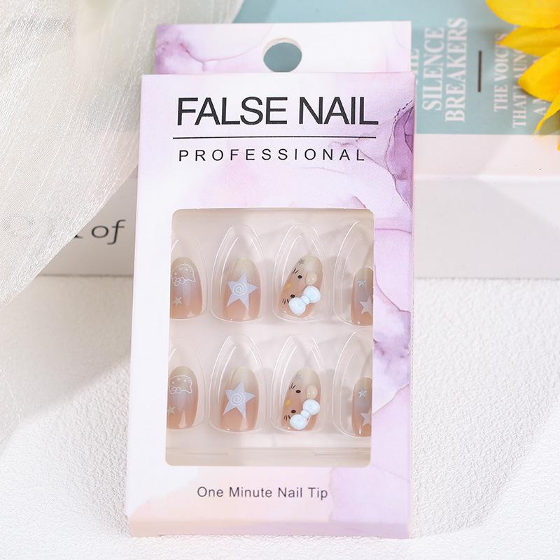 2026 Medium French Star Press-On Nails: Handmade, Detachable, Whitening Manicure