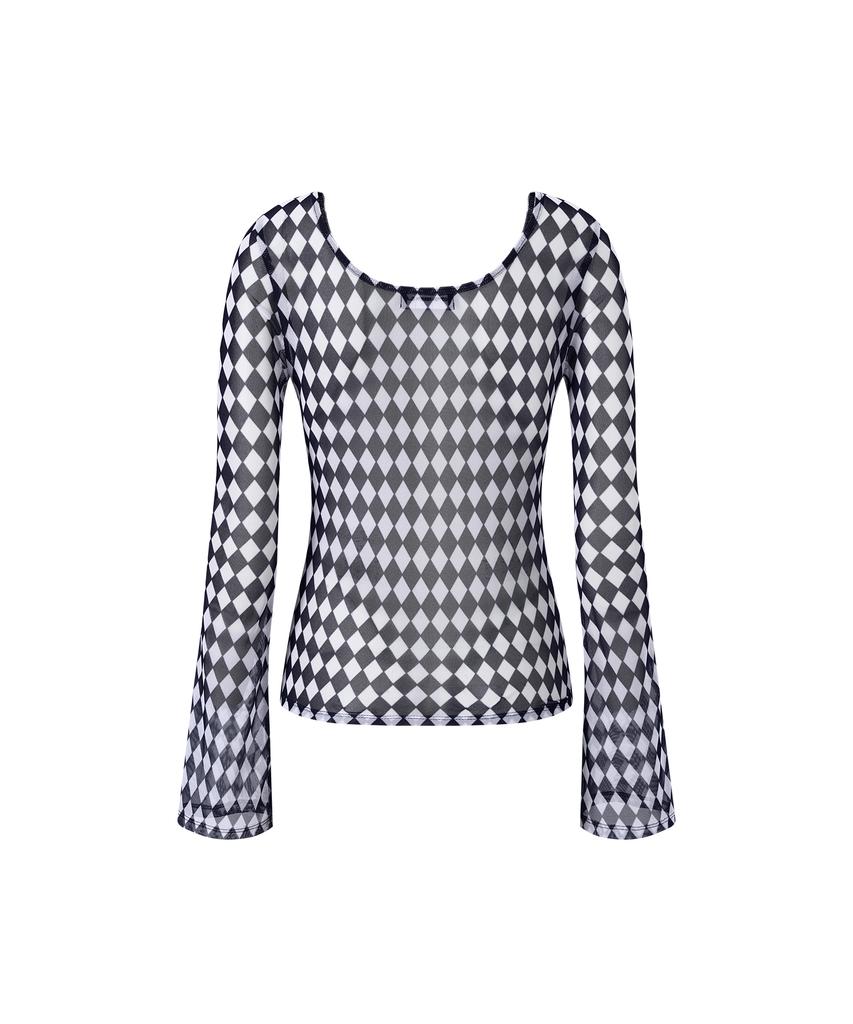 COTTONREBIRTHCLUB Argyle Mesh Long Sleeve T-Shirt (Navy)