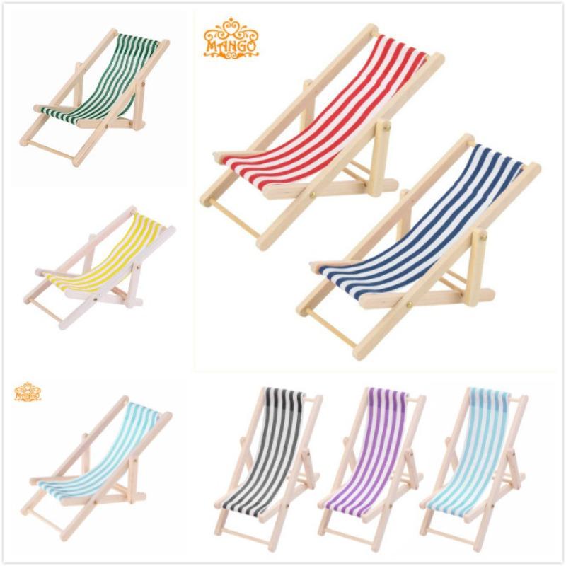 2 Stück 1/12 Miniatur-Liegestuhl, Holz-Liegestuhl für Heimwerker, Zen-Garten, Strand-Mikro-Landschaftsdekoration, Mini-Möbel-Modellzubehör