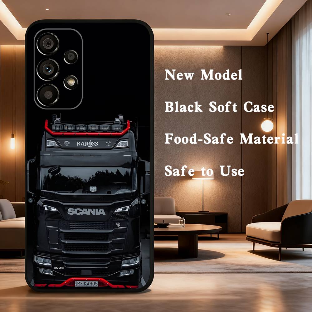 

S-SCANIA Trucks SA-AB For Samsung Galaxy A73,31,Note,72,41,8,9,52,J7,22,71,53,32,Soft Black Silicone Cover Case SamsungA73 5G