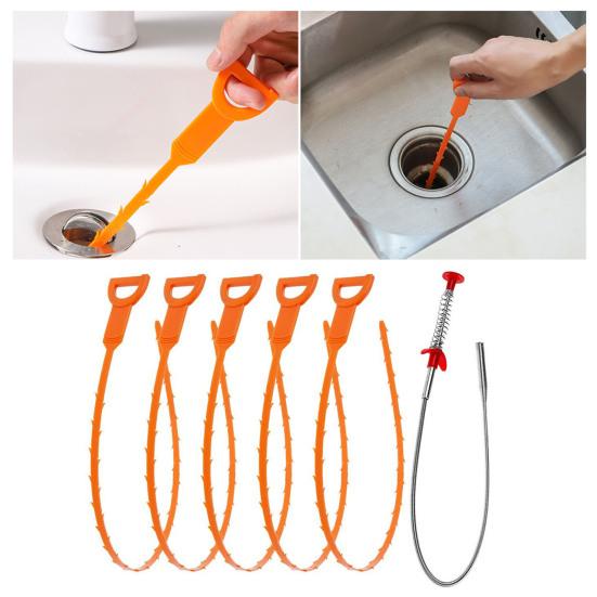 Drain Clog Remover Set Pipe Unblocking Hook Hair Catcher Drain Auger Cleaner Tool Bendable Metal Unclogger Hair Cleaner