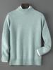 Men's Winter Thickened Pure Wool Half-High Collar Sweater - Three-Strand Marled Yarn Loose Knit