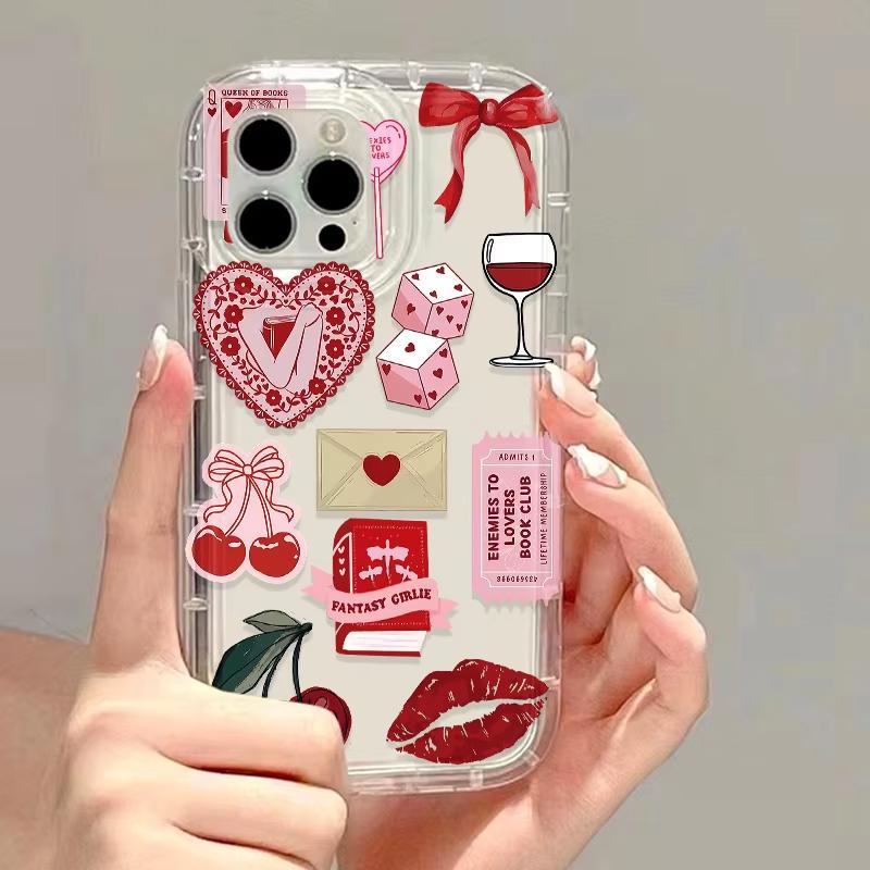 Pink Bowknot Cherry Phone Case For IPhone 17 Air 15 16 13 11 12 14 Pro Max 7 8 Plus Air 16e XR Shockproof Soft Clear Cover Coque
