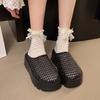 New Mesh Bag Head Half Slippers Women's 2025 Summer Muffin Bottom Cool Slippers Medium Heel Thick Sole One Pedal Cool Slippers