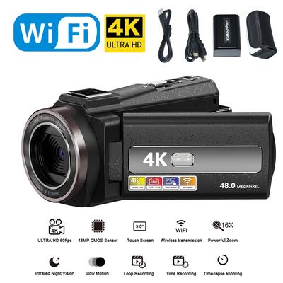 Videocamera Digitale Wifi 4k Full Hd 16mp Registratore DV Batteria ad Alta Capacità 2000mah Schermo Rotazione 270 Gradi Zoom 16x Scatto Notturno