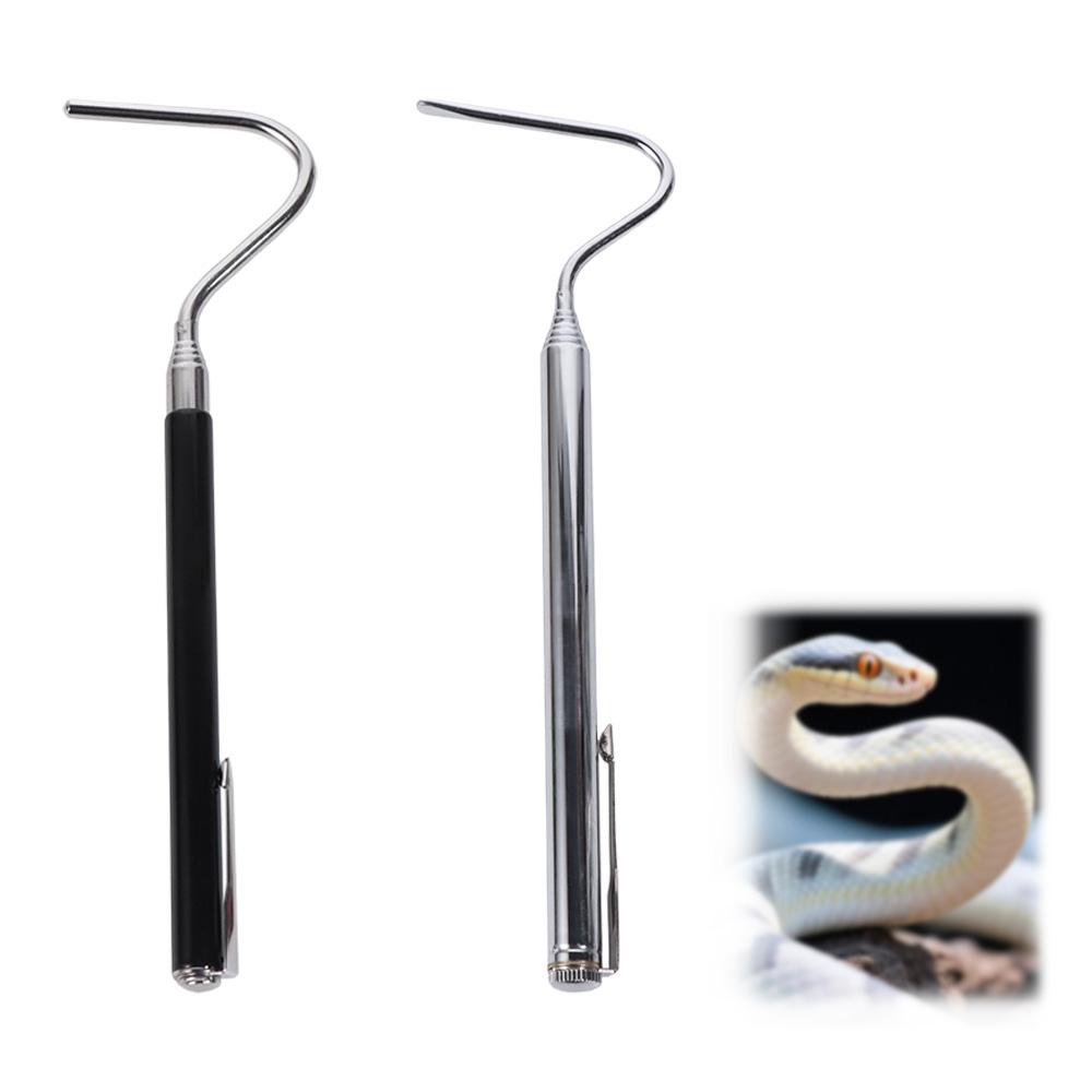 Adjustable Snake Hook Stainless Steel Retractable Reptile Catcher Non Slip Grip Long Handle Reptile Handling Tool Outdoor