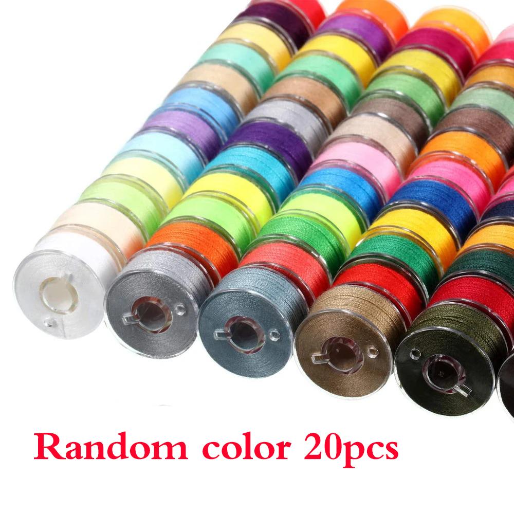 

20 разноцветных катушек с нитками Шпульки для швейных машин Пластиковые шпульки с нитками для швейных машин Аксессуары для шитья и квилтинга random color