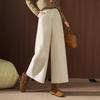 2026 Women's Winter Cropped Thick Woolen Straight Leg Pants for Petite Sizes - New Autumn