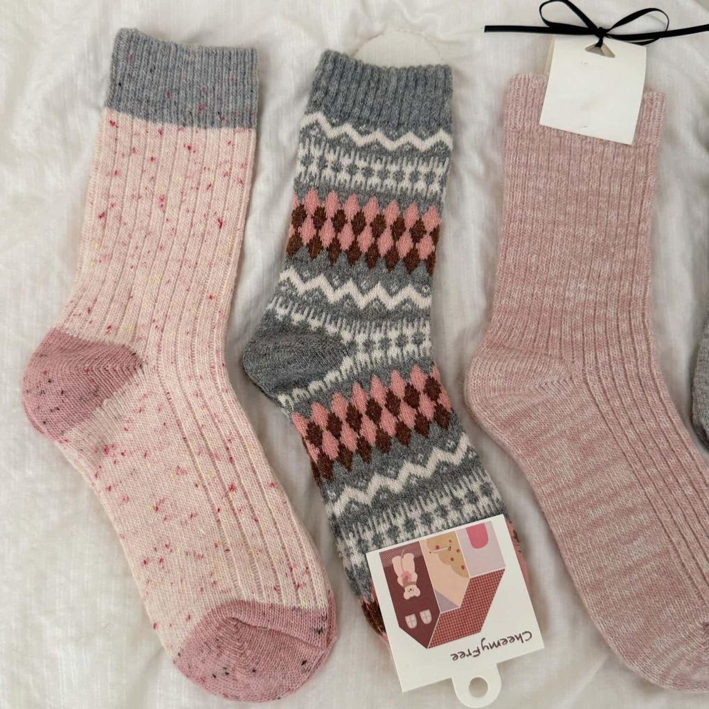 Girls' Korean Style Warm Ruffled Heart Mid-Calf Socks - Autumn/Winter Cotton for Middle & Big Kids