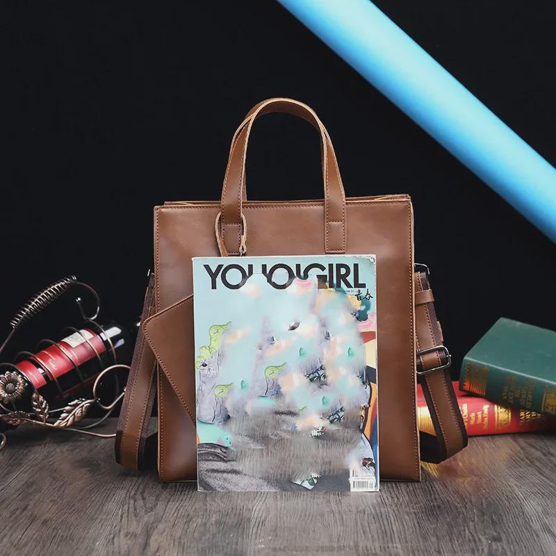 Men's Crazy Horse Leather Retro Shoulder Bag – Multifunctional Messenger and Tote with Large Capacity