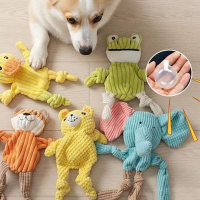 Yousheng Plush Dog Toy Squeaky Animal Elephant Duck Puppies Chew Toy Interactive Fox Frog Crinkle Toy with Arm Leg Knots for Large Medium Small Dogs
