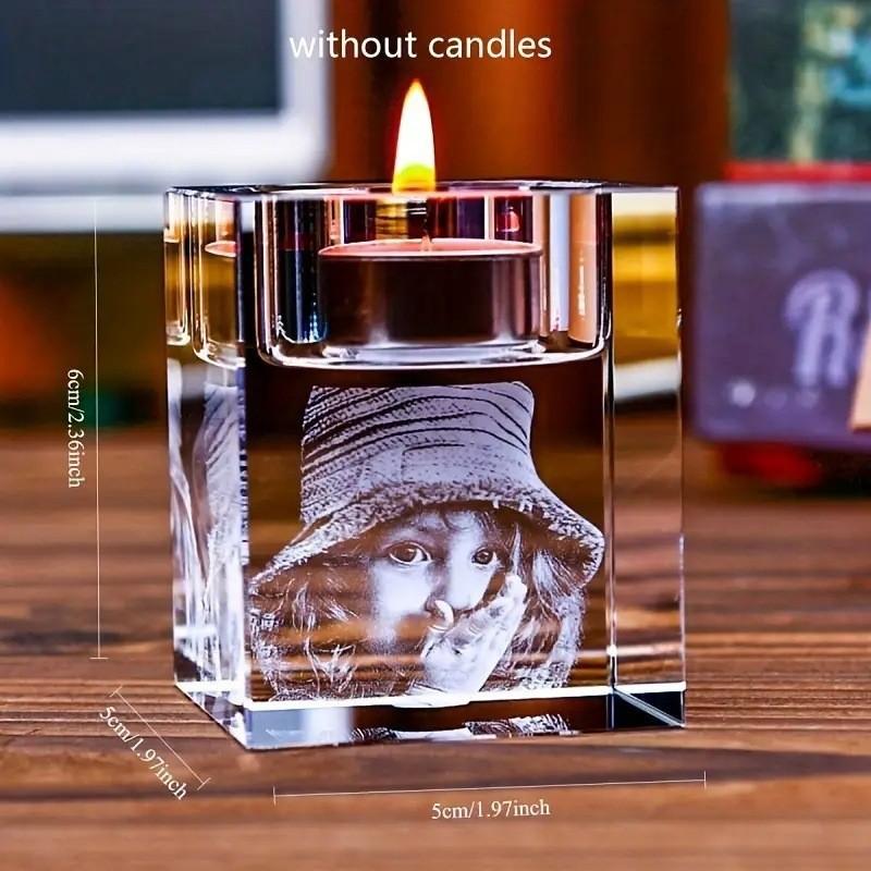 1PC Engraving Personalized Portrait Pattern, Crystal Candle Holder
