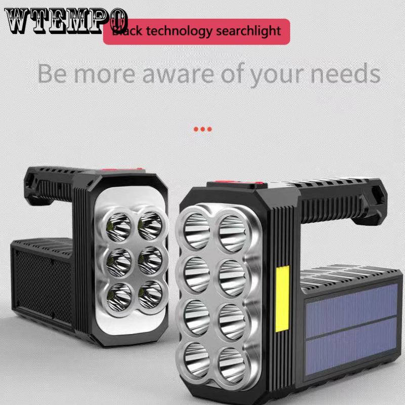 Solar Rechargeable USB Strong Light Flashlight Super Bright Led Flashlight Portable Searchlight Distant Light