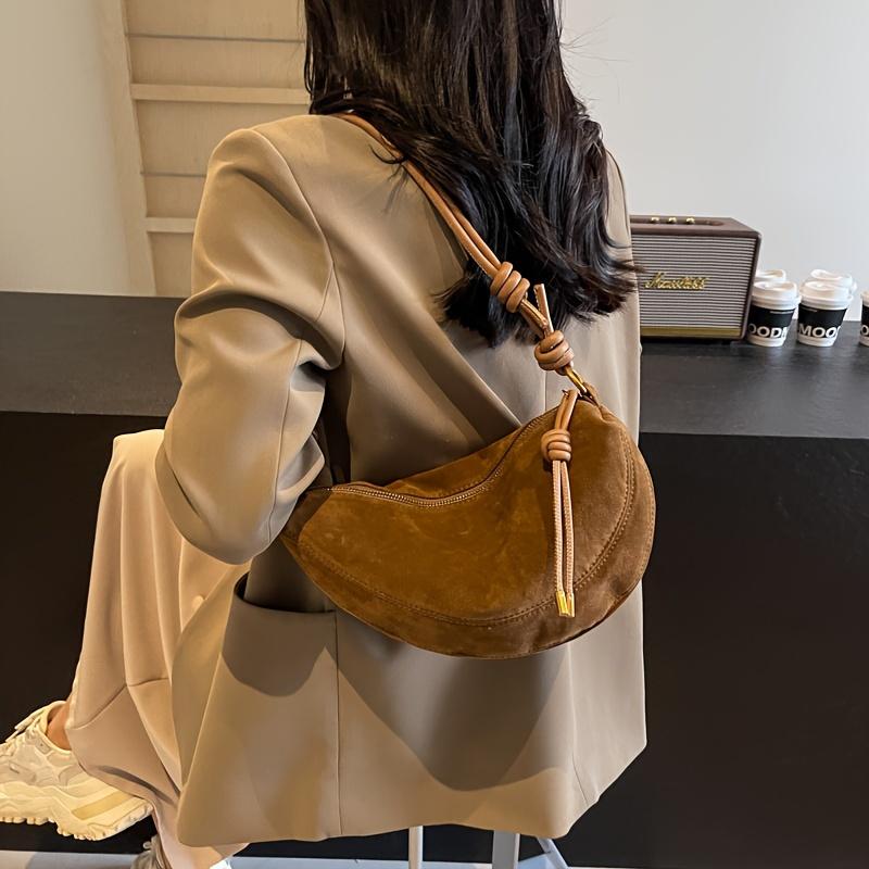 Women'S Retro Underarm Dinner Satchel Plush Frosted Casual Crossbody Bag Creative Shoulder Dumpling Bag Adjustable Shoulder Strap Waterproof Handbag