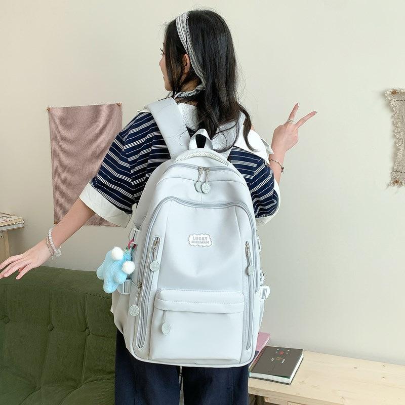 Schoolbag1011 Casual Backpack Male Female Junior High School Backpack College Student Simple School Bag Outdoor Travel Commuter Women's Bag