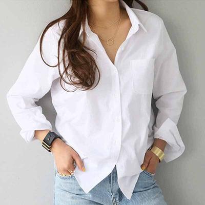 White Women Shirts And Blouses Casual Fashion Turn-down Collar OL Style Korean Office Long Sleeve Tops 4XL Loose Blouses 3496