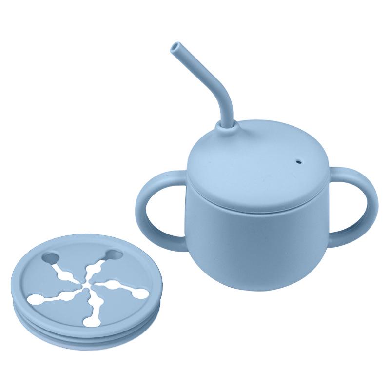 Panda Silikonový tréninkový hrníček pro děti: S brčkem proti pádu