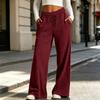 Women's Casual Loose Fit Wide Leg Pants with Drawstring and Pockets for Everyday Wear