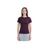 Anta Comfortable Simple Versatile Solid Color Round Neck Breathable Sports Short Sleeve T-Shirt Women Tops Midnight-Plum 162535105-4