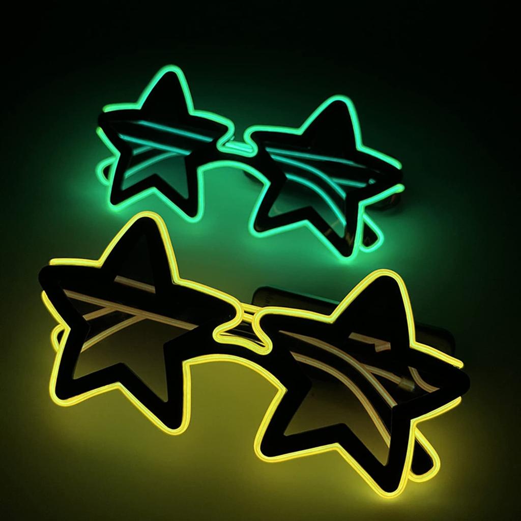 Halloween Star Luminous Glasses Cosplay Costume Props LED Glasses Christmas Party Birthday Gift Sunglasses [MAYTOTE] (Yellow)