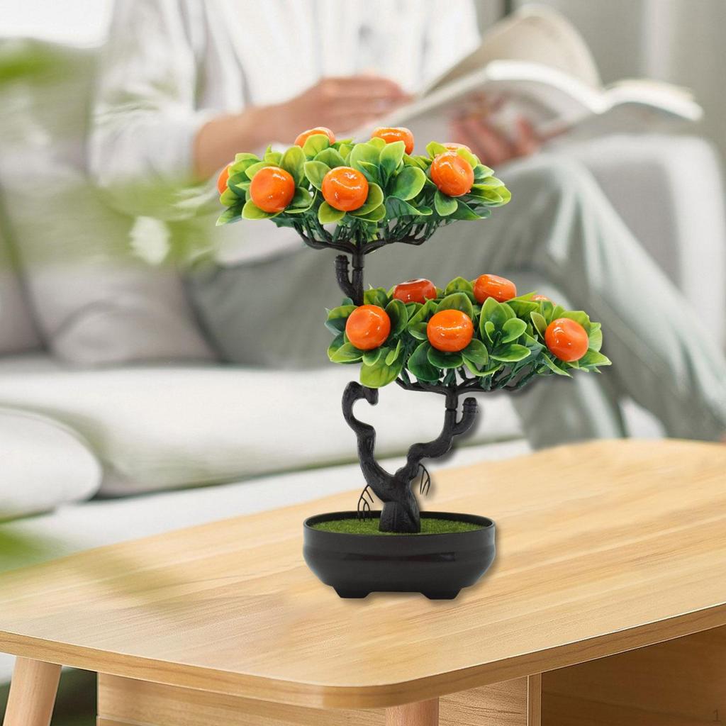 Artificial Fruit Tree Bonsai Faux Pot Lightweight Tabletop Ornament for Kitchen Room