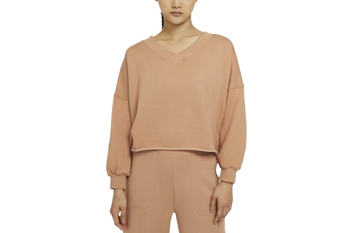 Nike Sweatshirts Women s Brown V Neck Moderate Regular DA0773-288 L