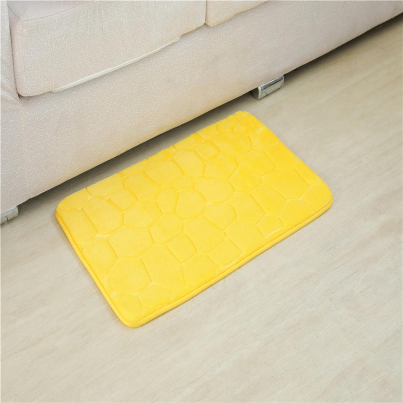 

Неправильная форма гравировка коврик для ванной комнаты нескользящие ковры для умывальника боковой пол ванной коврик для душевой комнаты пена с эффектом памяти 3D коврик 50cm*80cm жёлтый