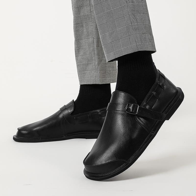 Fashion Retro Style Men Loafers  Leather Casual Shoes Handmade Moccasins Breathable Mens Driving Shoes Comfort Man Slip on Flats